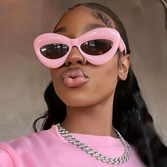 Oval Frame Sunglasses Thick Large Wrap Around Eyewear