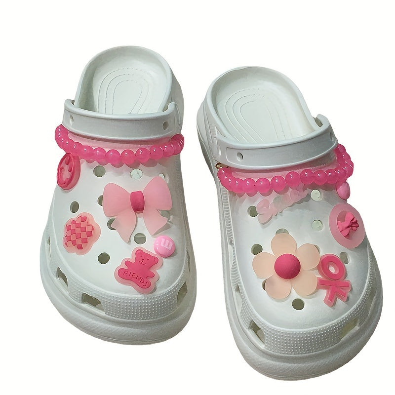 Pink Bear Shoe Charms for Clogs Garden Shoes DIY Accessories