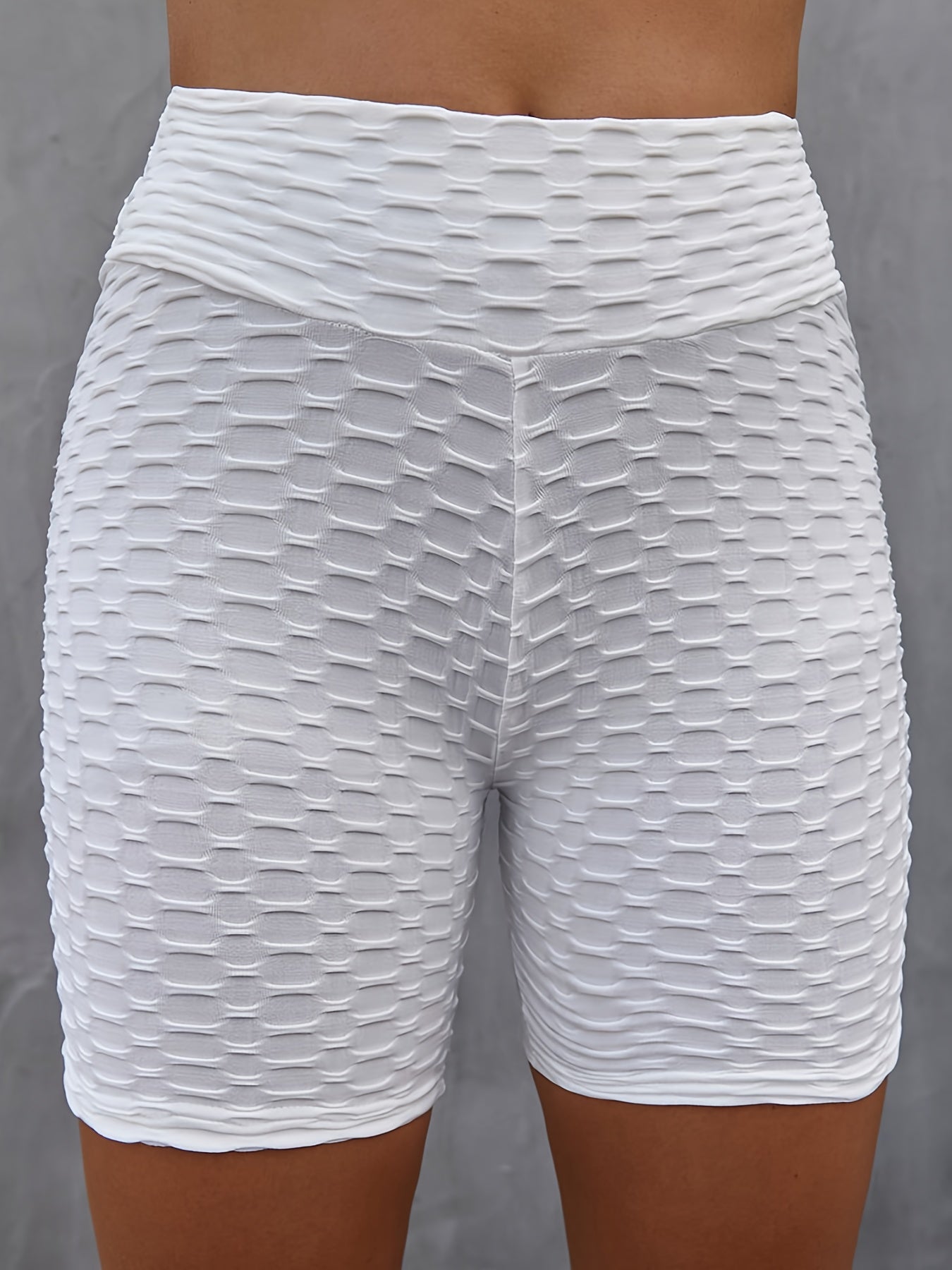 Honeycomb Textured Yoga Shorts High Waist Fitness Gym Exercise Women's Activewea