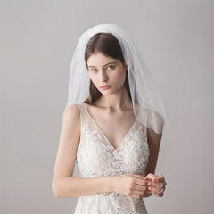 Short Bridal Head Veil Rhinestone Layer Wedding Hair Accessories