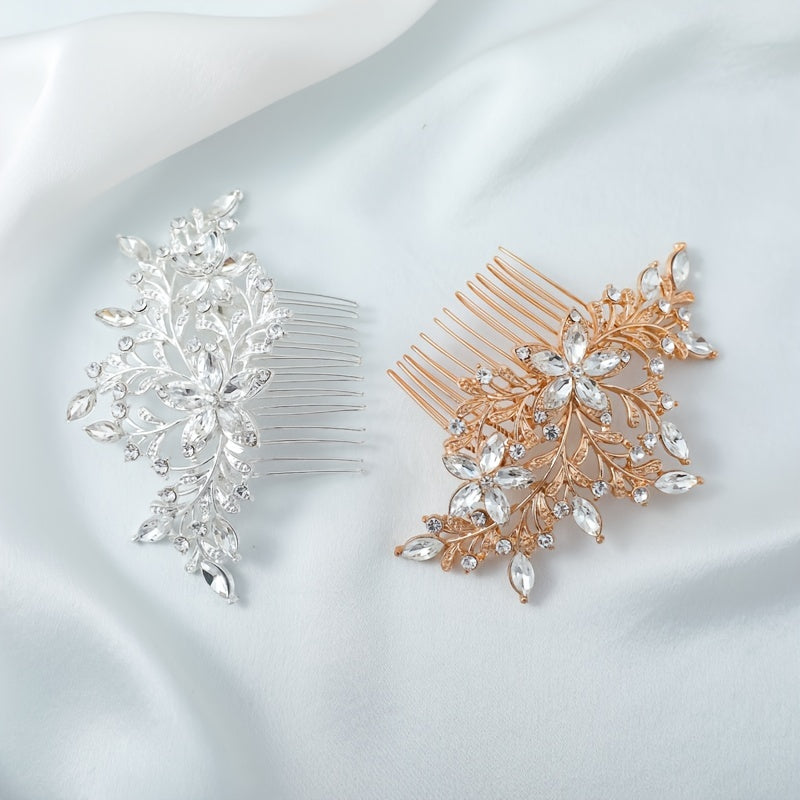 Crystal Floral Hair Comb Head Jewelry Bridal Wedding Hair Accessories