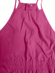 Solid Cut Out Halter Neck Cami Dress