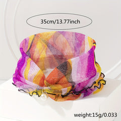 Flower Print Ruffle Scarf Elastic Neckerchief Infinity Scarf