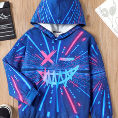 Boys Allover Print Casual Hooded Sweatshirt