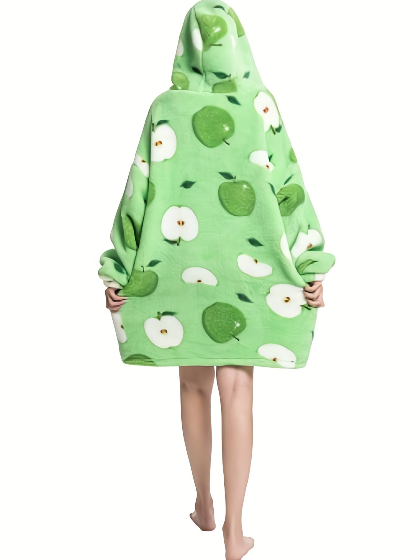 Avocado Pattern Sherpa Fleece Hooded Blanket Women's Nightgown