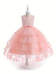 Girls Sleeveless Bowknot Dress Skirt Birthday Party Princess Dress