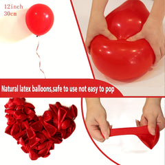 Red Latex Balloons 100pcs 30 48 cm for Party Decorations with Ribbon