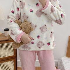 Teddy Bear Thermal Loungewear Long Sleeve Pajama Set