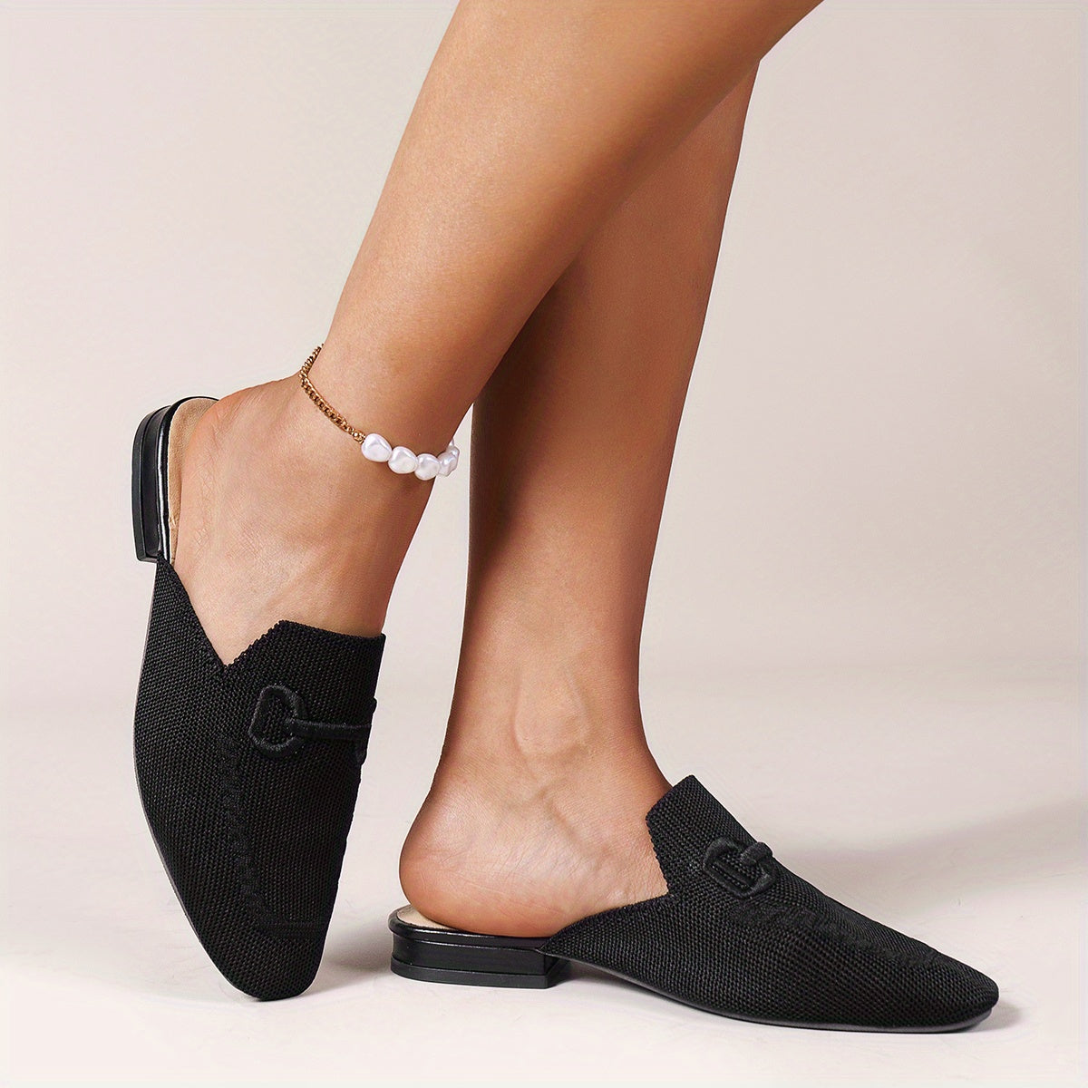 Women's Mesh Mules Closed Toe Slip On Backless Loafers