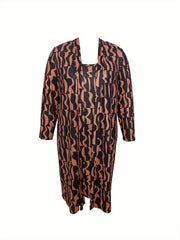 Women's Plus Geometric Print Cardigan & Tank Dress Set