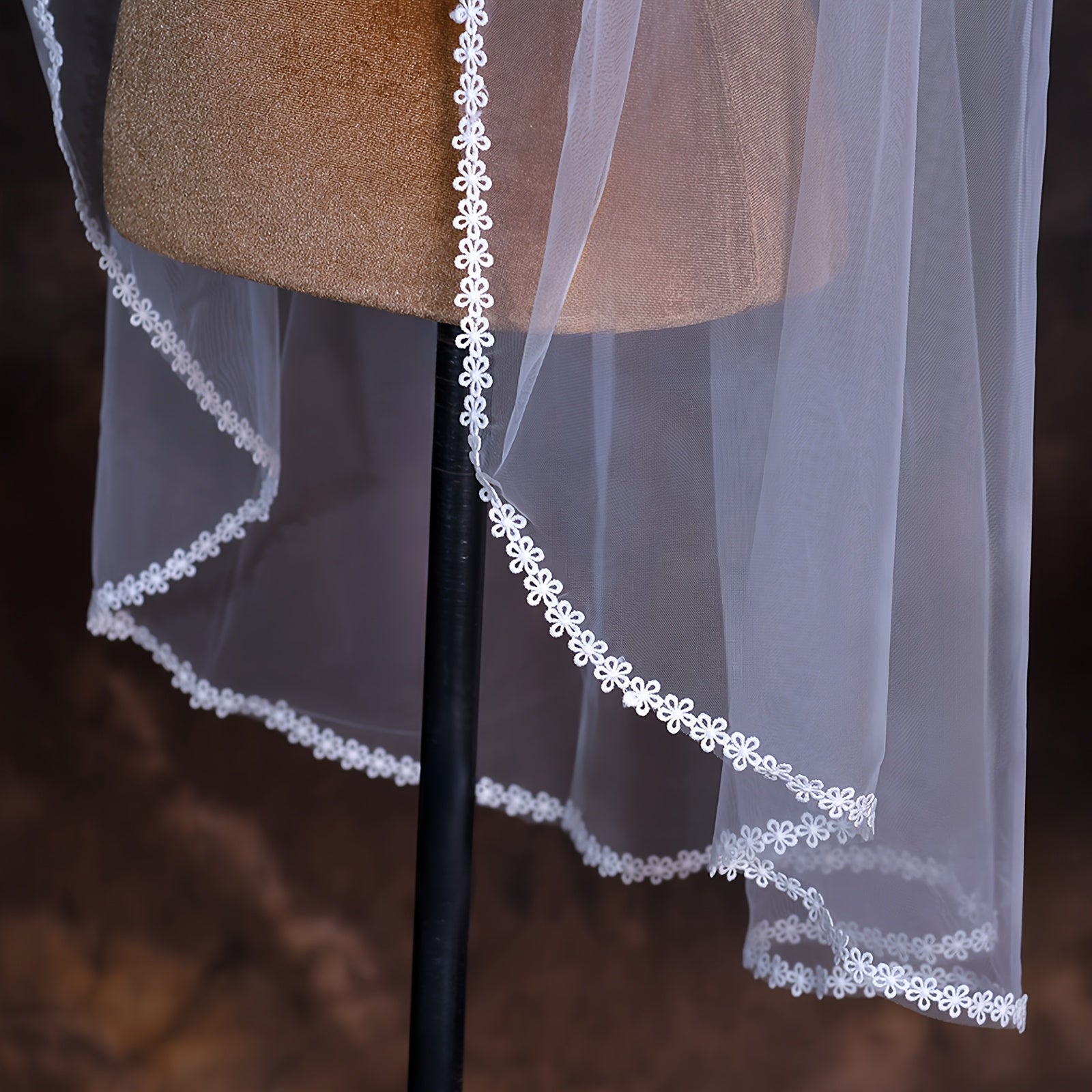 Bridal Headpiece with Lace & Floral Embroidery Wedding Hair Comb