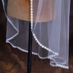 Bridal Headpiece with Lace & Floral Embroidery Wedding Hair Comb