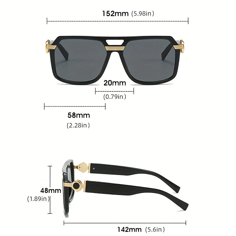 Square Frame Men's Sunglasses with Glasses Case