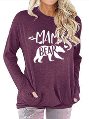 Mamabear Bear Pattern Print Long Sleeve T-shirt