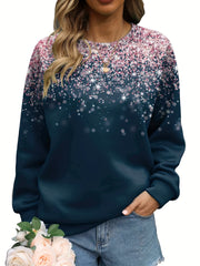 Gradient Print Pullover Sweatshirt Women's Casual Crew Neck Sweatshirt