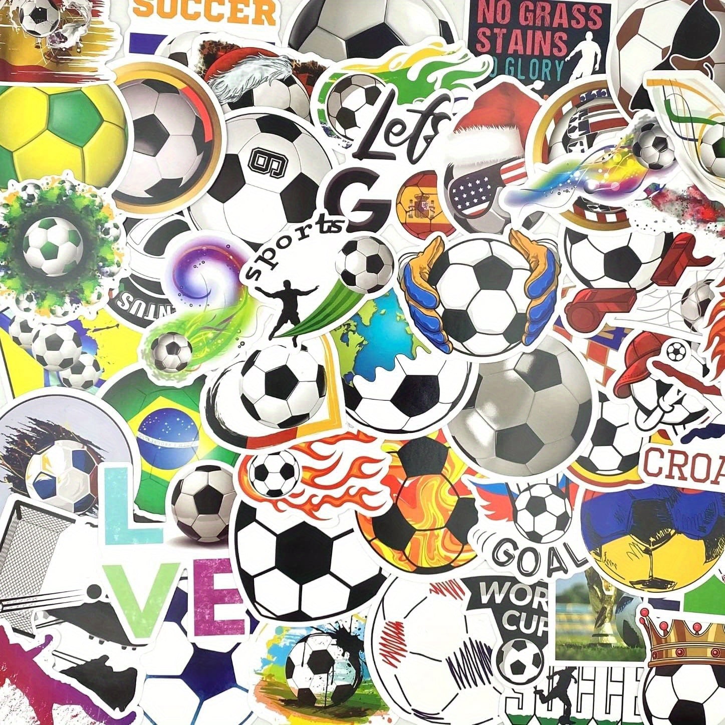 50pcs Football Stickers Vinyl Football Water Bottle Stickers Pack Football