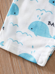 Infant Whale Print Romper Short Sleeve Jumpsuit