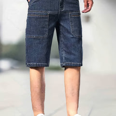 Stretch Distressed Denim Shorts Men's Casual Street Style
