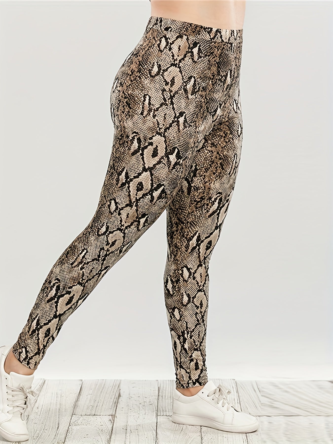 Snake Print High Waist Yoga Leggings for Women