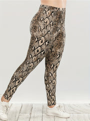Snake Print High Waist Yoga Leggings for Women