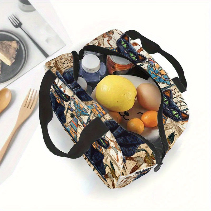 Egyptian Mural Mini Lunch Bag Insulated Cooler Tote for Work School Picnic
