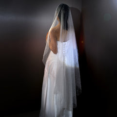 Sparkling Starlight Tulle Veil with Pearl Embellishments for Weddings