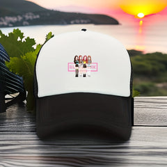 Cartoon Girl Printed Trucker Hat & Mesh Sun Hat