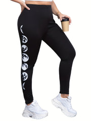 Moon Print High Rise Skinny Leggings