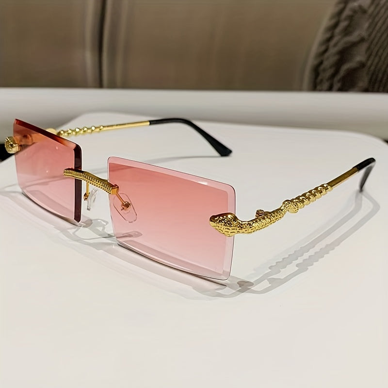 Girl's Snake Rimless Sunglasses Street Photography Sunglasses