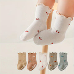 5pairs Baby Boys Girls Anti-skid Floor Socks Breathable Comfy Socks