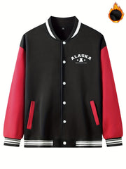 Men's Teddy Bear Print Baseball Jacket
