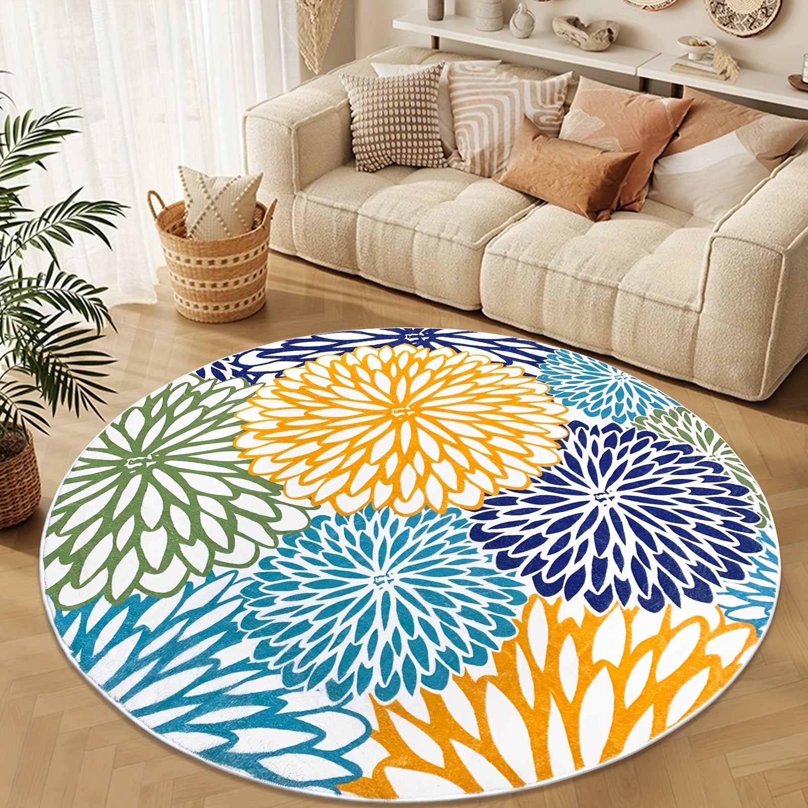 Non Slip Area Rug Floral Rustic Door Mat Washable, Low Pile Carpet