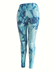 6Pcs Tie Dye Yoga Pants Tummy Control With Pocket Athletic Leggings Women