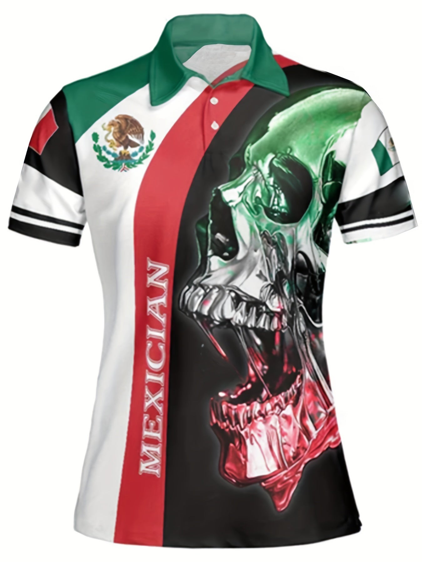 Skull Pattern Men's Casual Fit Short Sleeve Shirt