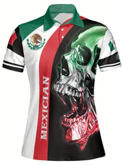 Skull Pattern Men's Casual Fit Short Sleeve Shirt