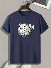 Spiked Cartoon Print Men's Graphic T shirt Casual Comfy Tees For Summer