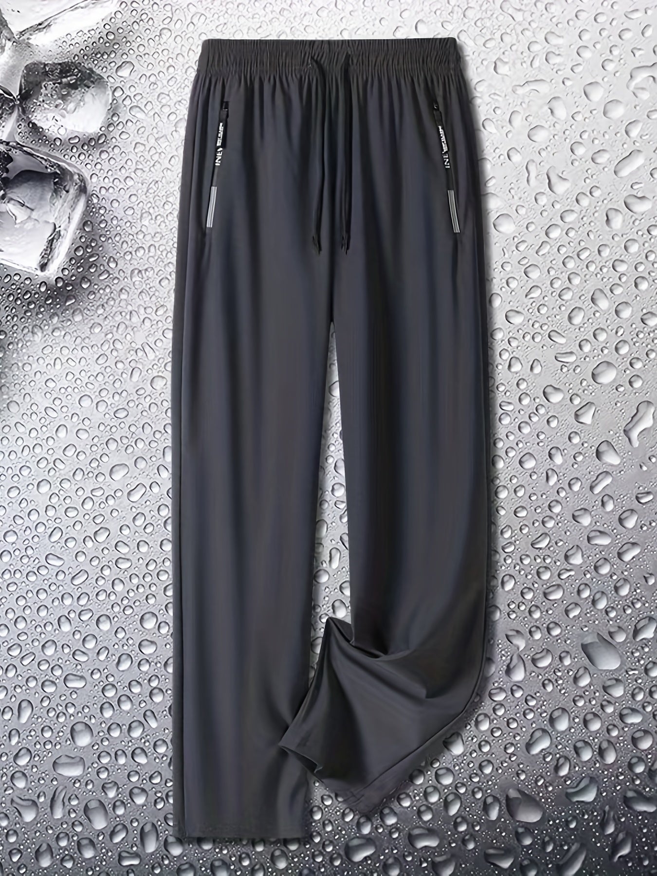 Men's Casual Solid Stretch Drawstring Sweat Pants with Zipper