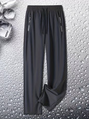 Men's Casual Solid Stretch Drawstring Sweat Pants with Zipper