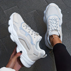 Lace Chunky Dad Shoes Thick Bottom Mesh Running Shoes Women's Footwear