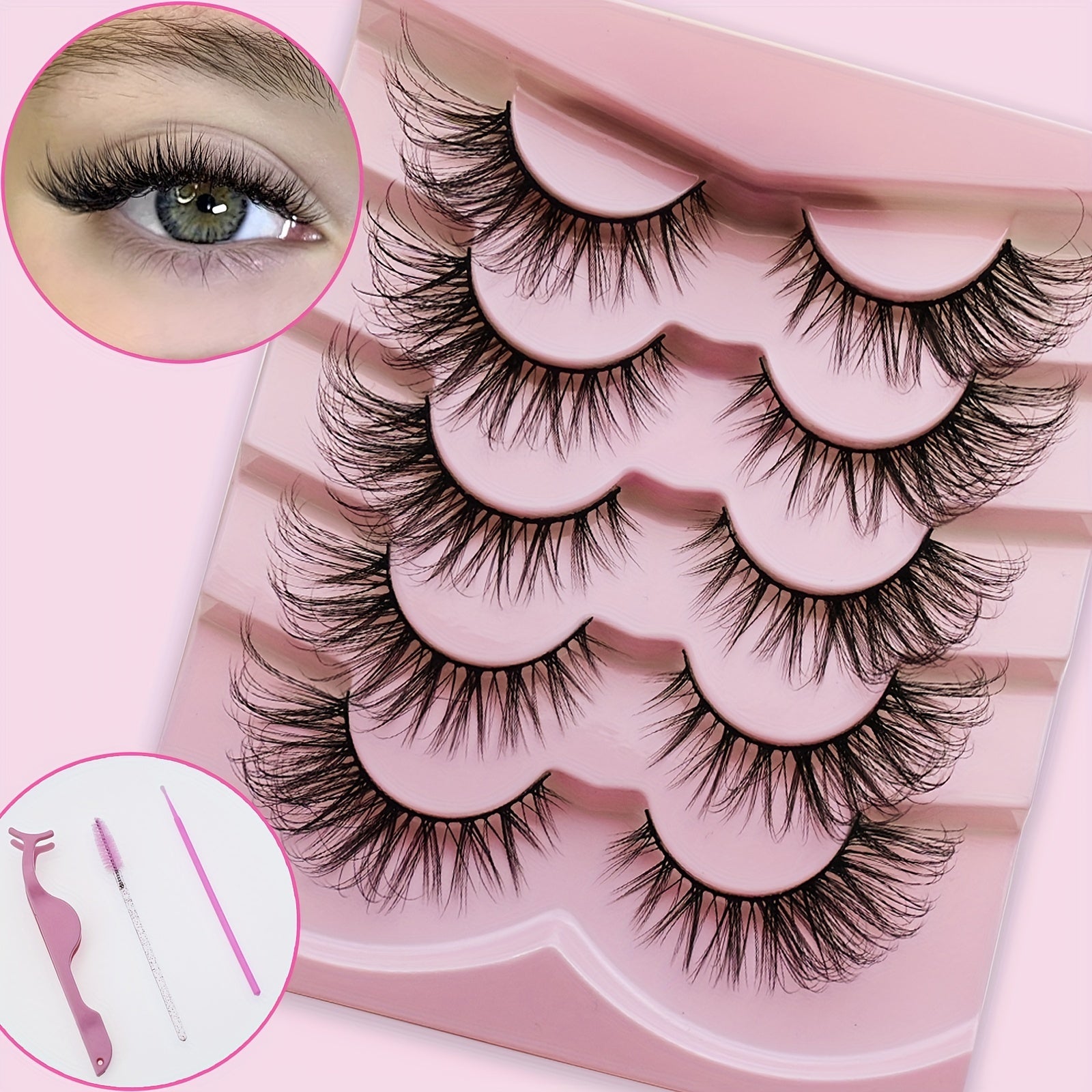 Faux Mink Cat Eye Eyelashes Extension 19mm Natural Fluffy Lashes Makeup