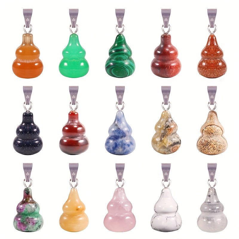 12 Assorted Crystal Gourd Pendants for Healing & Crafting