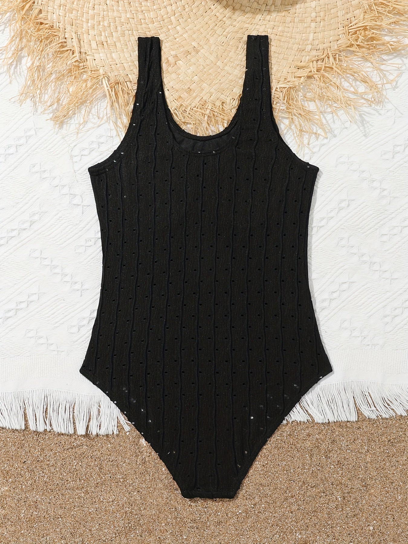 Girls One Piece Swimsuit Sleeveless Solid Textured Beach Vacation