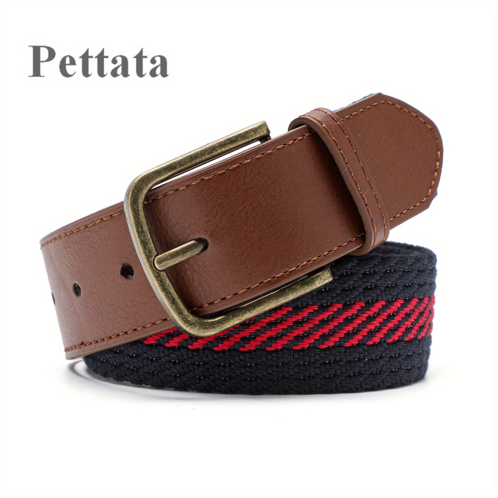 Pettata Men's Canvas Web Belt with Retro Pin Buckle
