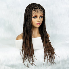Triangle Knotless Box Braided Wig Full Lace Front Synthetic Natural Look