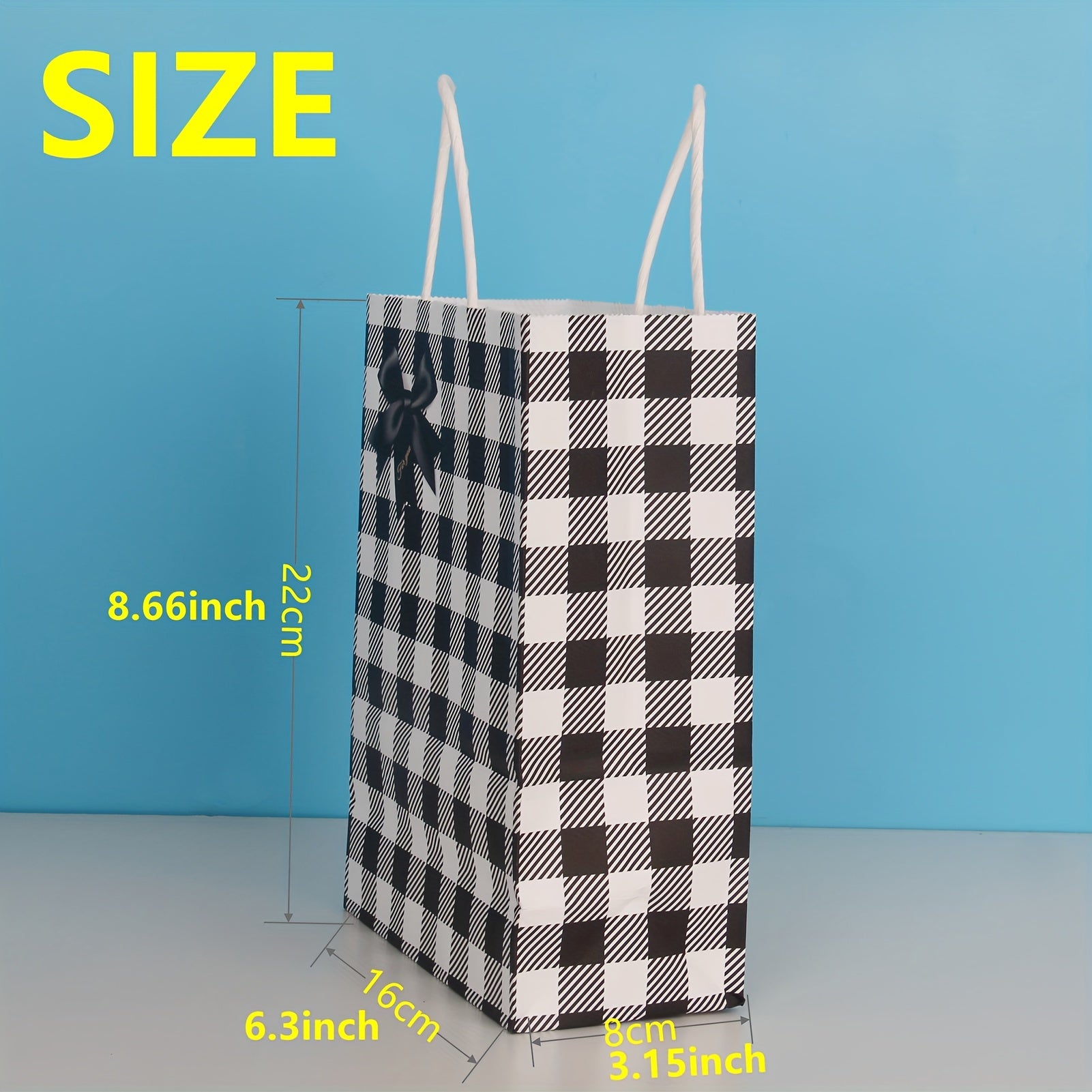 8pcs Plaid Gift Bags with Handle for Christmas Party Wedding Birthday Favor Bags