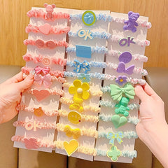 10pcs Flower Bear Bow Hair Ties Set for Girls