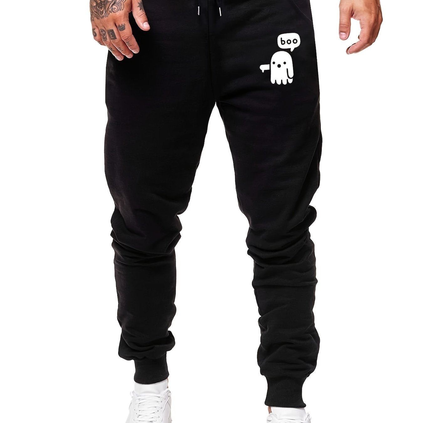 Cartoon Ghost Warm Sweatpants Men's Jogger Pants