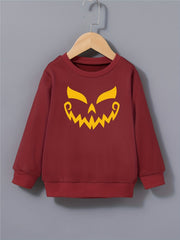 Boys Halloween Pumpkin Sweatshirt Long Sleeve Pullover