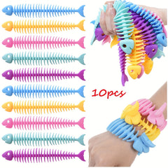 10pcs Fishbone Stretchy String Sensory Toys Anxiety Squeeze Toys For Adults