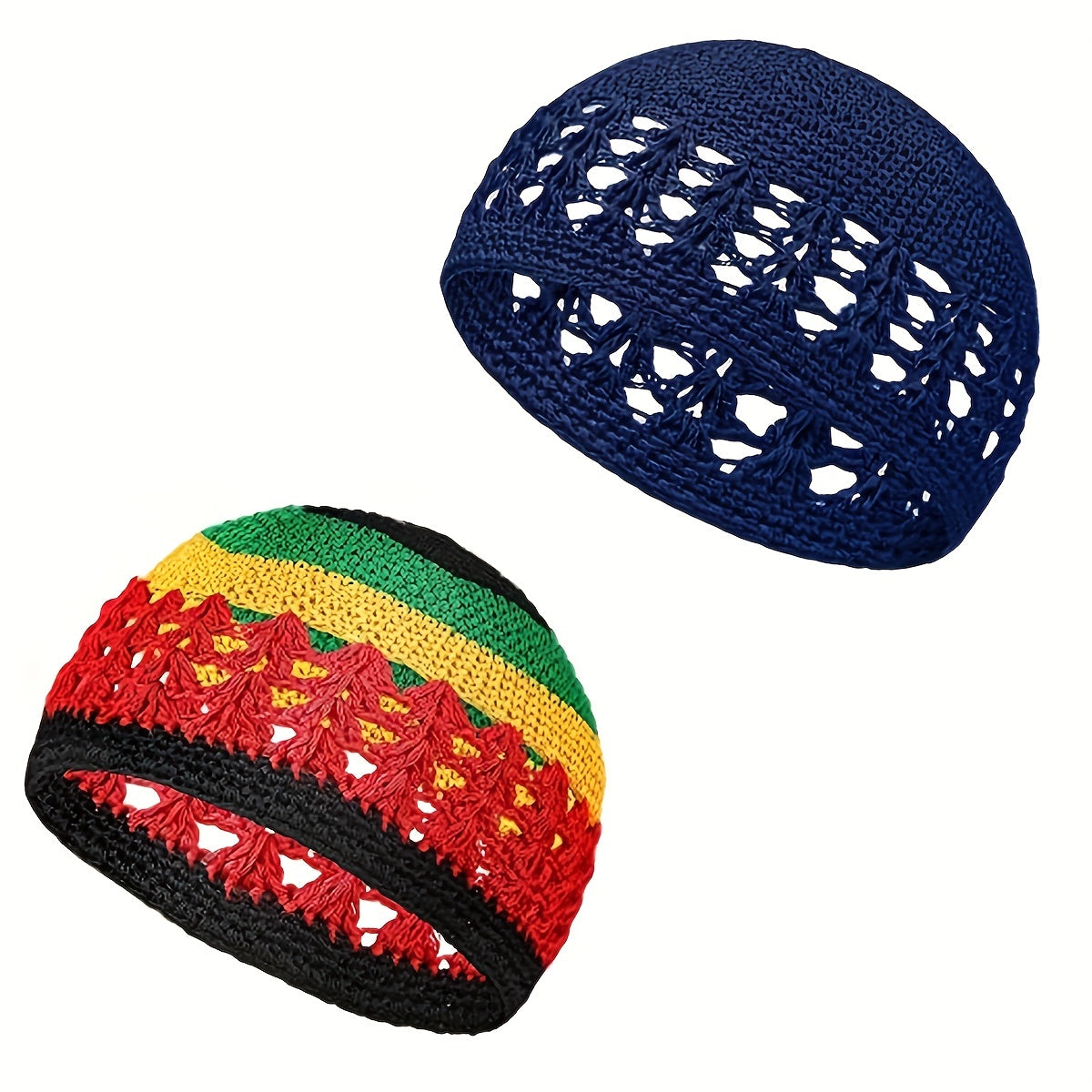 2pcs Hollow Out Beanie Thin Breathable Knit Hat Unisex Skull Cap